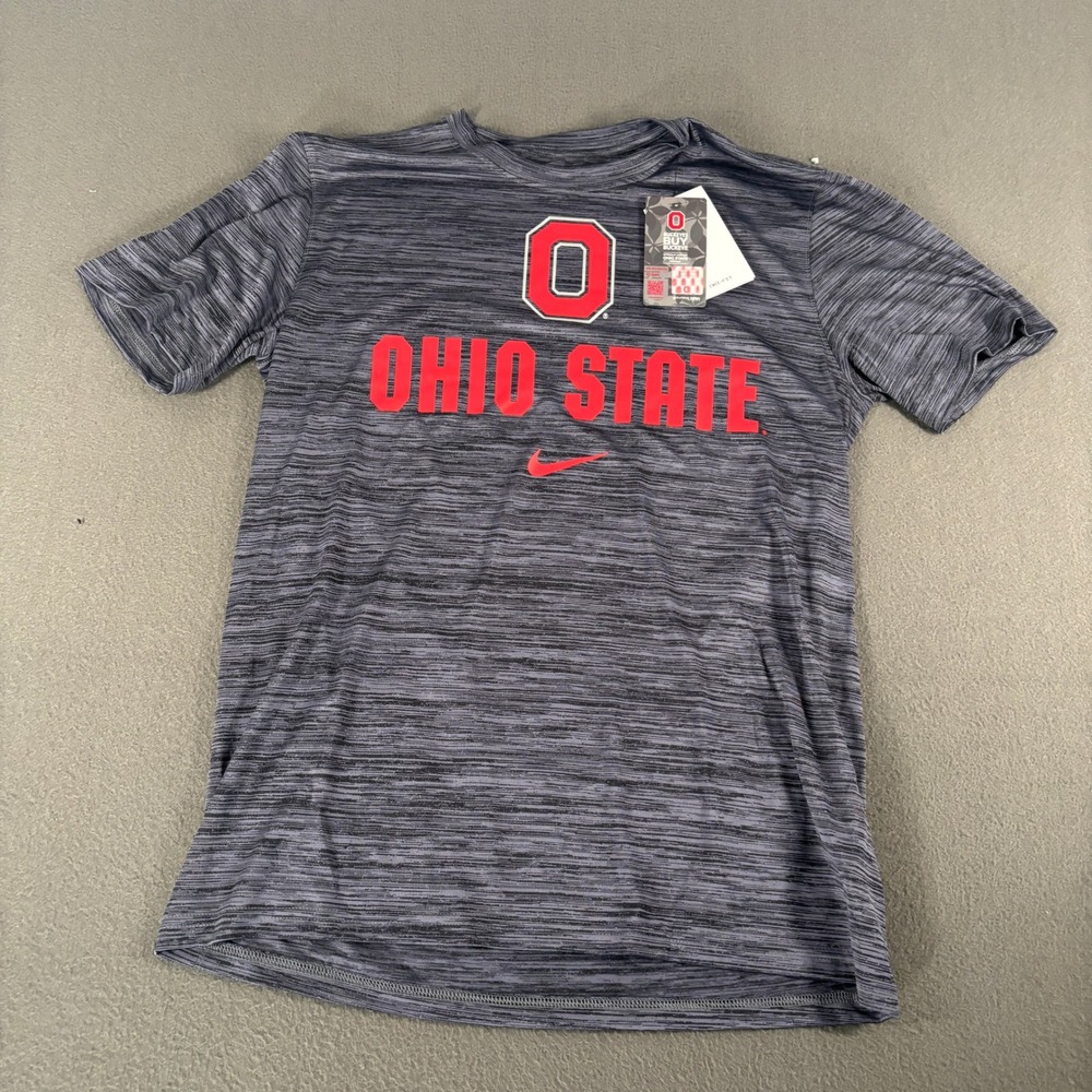 Nike Ohio State Buckeyes Shirt Mens Size M Grey Red Performance NKPQ-00A-OH-5PN